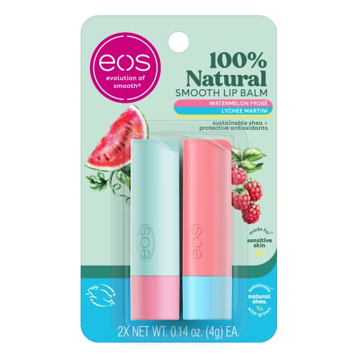 eos 100% Natural Lip Balm- Watermelon Frosé, Dermatologist Recommended for Sensitive Skin, All-Day Moisture Lip Care, 0.14 oz