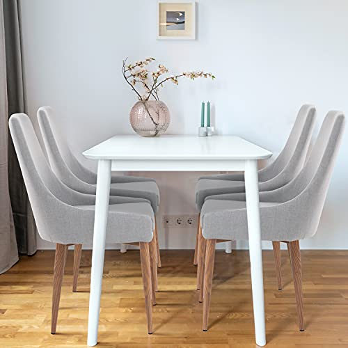 E&D Furniture Dining Chairs, Living Room Chair Set Of 4 Accent Chair Grey Fabric Dining Comfy Chair For Kitchen Upholstered Dining Chairs Kitchen And Dining Room Metal Leg Chair #TOP6