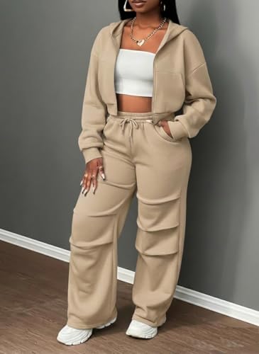 Image of Q - RIOUS Women's Baggy Mid Waisted Lounge Sweat Pants with Drawstring Athletic Flared Joggers with Pockets