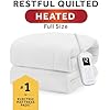 Sunbeam Electric Restful Quilted Heated Mattress Pad Full 75 x 54 12 Heat Settings 12-Hour Auto Shut-Off Extra-Cozy Fabric Deep Pocket Fit Machine Washable