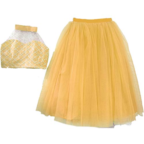 Image of TILISM Net Fit & Flare Skirt Yellow