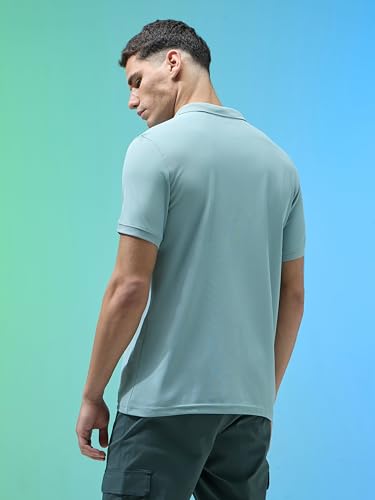Image of TECHNOSPORT Men's Slim Fit Solid Half Sleeve Polo T-Shirt for Gym, Sports & Running