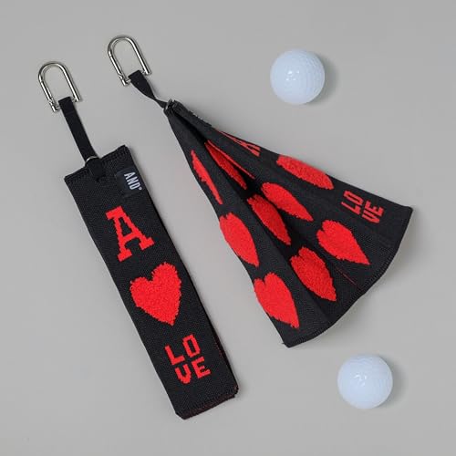 Image of ANDGOLF Pleats Ball Towel, Use to Wash My Ball and Club, Best Choice for Golf Gifts, Embroidered Golf Towels, Clip for Bags /Pants /Skirts, Durable Elastic Band, Colorful Fashion Golf Item (red)