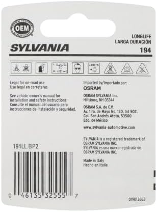 SYLVANIA - 194 Long Life Miniature - Bulb, Ideal for Interior Lighting - Trunk, Cargo and License Plate (Contains 2 Bulbs)