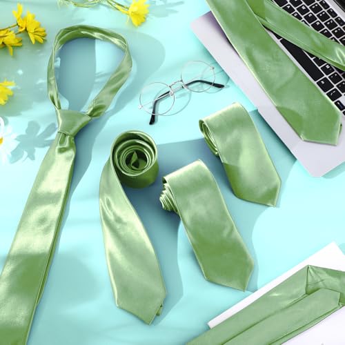 Image of Syhood 6 /12 /24 Pcs Men Ties Set Solid Satin Pure Color Business Formal Necktie Tie 57 inch for Men Occasion Wedding