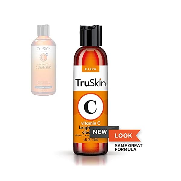 TruSkin-Vitamin-C-Facial-Cleanser-Brightening-Anti-Aging-Face-Wash-Blend-includes-Vitamin-E-Tea-Tree-Oil-Rosehip-Oil-Aloe-Vera-for-Daily-Use-to-Fight-UV-Damage-to-Skin-Fight-Acne-4-fl-oz TruSkin Vitamin C Cleanser for Face - Brightening Face Wash with Vitamins C & E, Rosehip Oil, Aloe Vera and MSM - Deep Clean and Refresh for Radiant, Healthy-Looking Skin, 4 fl oz