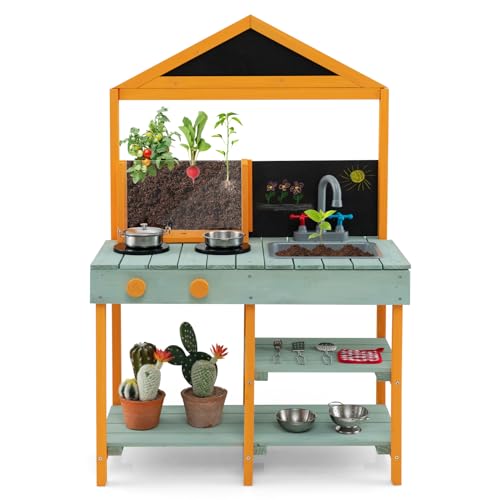 Costzon Mud Kitchen, Wooden Kids Kitchen Playset...