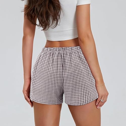 Image of Womens Y2k Plaid Shorts Women Cute Lounge Pajama Sleep Comfy & Casual Gingham PJ Boxer Shorts