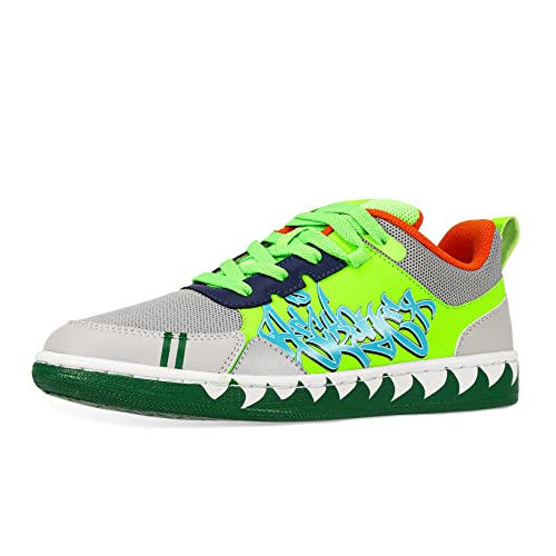 Soulsfeng Skate Shoes Neon Green Skateboarding Shoes Low Top Breathable Fashion Casual Graffiti Sneaker For Men Size 8 #TOP1