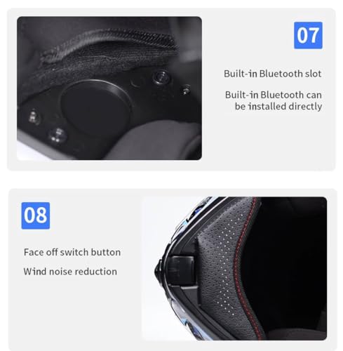 Casque de moto modulaire Bluetooth avec visière rabattable XXL