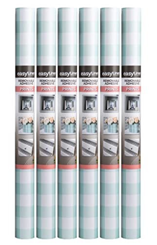 Duck 286447 Easyliner Adhesive Laminate Prints Shelf Liner, Sky Gingham, 20 In. X 15 Ft, 6 Rolls #TOP26
