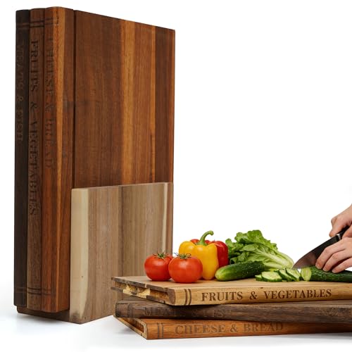 Set de tablas de cortar estilo libro de madera acacia miniatura 1