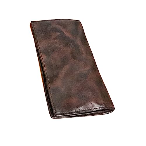 Men's Wallet Genuine Leather Vintage Long Wallet Men's Multi-Card Money Clip Clutch Bag for Man (Coffee color)