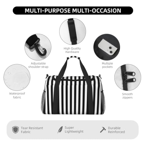 Bolsa de viaje impermeable con rayas y diseño plegable de gran capacidad para el gimnasio 5