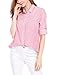 Allegra K Women's Striped Button Down Roll-up Long Sleeves Point Collar Shirt Medium Pink