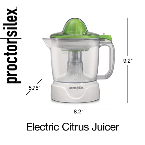 Proctor Silex Electric Citrus Juicer Machine, 34 oz., for Orange, Lemon, Grapefruit Juice, White & Green (66337) - Image 8