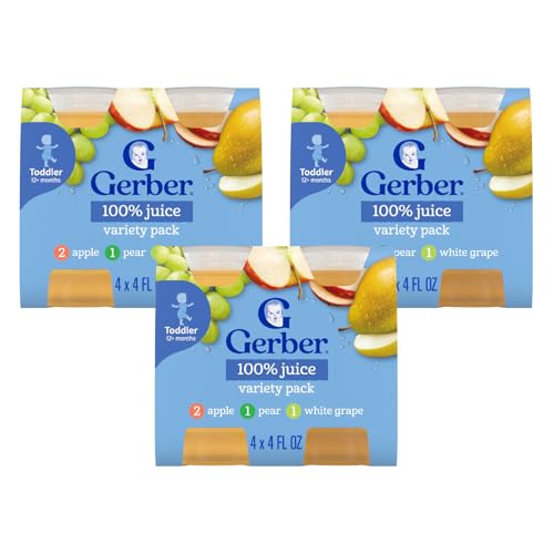 Gerber Juice Fruit 2 Apple, 1 Pear, 1 White Grape Juices from Concentrate Variety 16 Fl Oz (Pack of 3)