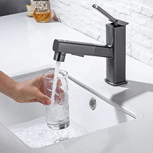 Grifo de lavabo extraíble para lavar el cabello cómodamente con monomando de baño negro 6