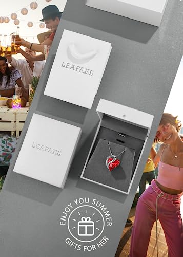 Leafael Womens Brass Necklaces, Infinity Love Heart Pendant Birthstone Crystal Jewelry Gifts For Wife, Silver Plated 18 + 2 Inch Chain, 01-January & July-Siam Ruby Red #TOP4