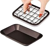 SheeChung Kitchen and Bathroom Soap Dish Tray - Metal Soap Dish Tray with Drainage Grid and Holder for Kitchen Sink Countertops to Store Soap, Sponges, Scrubbers - Rust Resistant (1 Pack, Bronze)