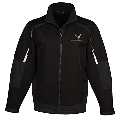 C8 Corvette Embark Soft Shell Jacket - Wind/Rain Resistant Zip Up (Large, Black) #TOP13