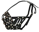 Secure Leather Mesh Basket Dog Muzzle - Boxer, English Bulldog (Circumference 14