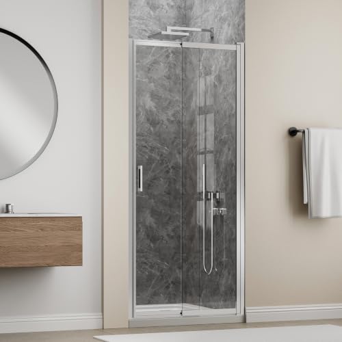Image of 30-33 inch W x 72 inch H Pivot Shower Door, 3 /16 inch(5mm) Glass, Polished Chrome