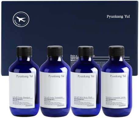PYUNKANG YUL Hair&Body Travel Kit | Shampoo, Conditioner, Body Wash, Lotion, Spa Kit, 4 items | Low pH, Moisturizing, Soothing, Refreshing, Fragrance Free | Korean Skin Care | 3.38 Fl.Oz. x 4ea