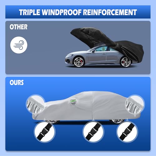 Image of Car Cover Fit for Audi A5 /S5 /RS5 Sedan 2007-2026, Migaven Waterproof Full Exterior Cover Sun Rain Protection with Door Zipper and Cotton Lining, Silver