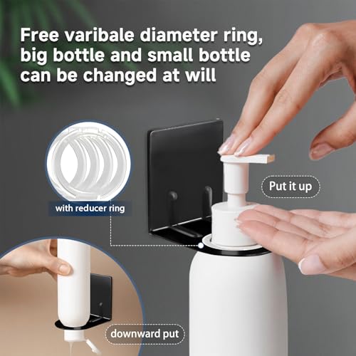 Image of LEFTSTARER 4Pcs Adhesive Soap Dispenser Wall Mount Bottle Holder, Shampoo Holder for Shower Wall, Shampoo Dispenser Holder for Bathroom Kitchen Toilet (4pcs Silver)