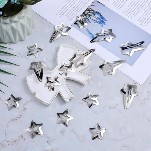 Mabor 588384_1_X1I5RGYP 20 Pcs 1.2 Inch Star Hair Clips, Mabor Silver Star Snap Y2K Hair Accessories,2000S Y2K Silver Metal Hair Clips, Festival Star Hair Clips Barrettes thumb #3