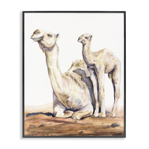 Cute Baby Camel Family Watercolor, 24 x 30 Inch Framed Giclée Print