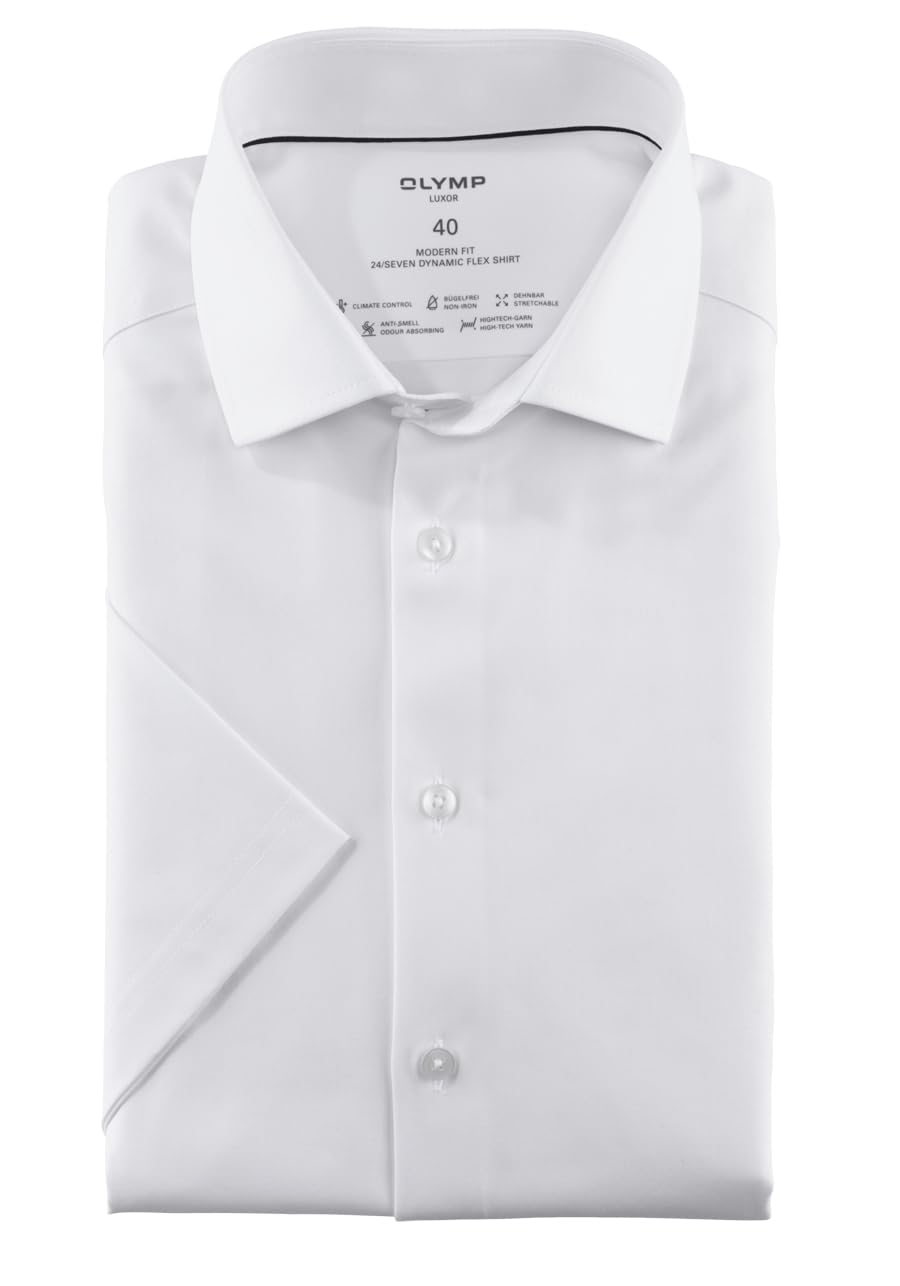 OLYMP Luxor 24/Seven modern fit Hemd Halbarm Twill weiß