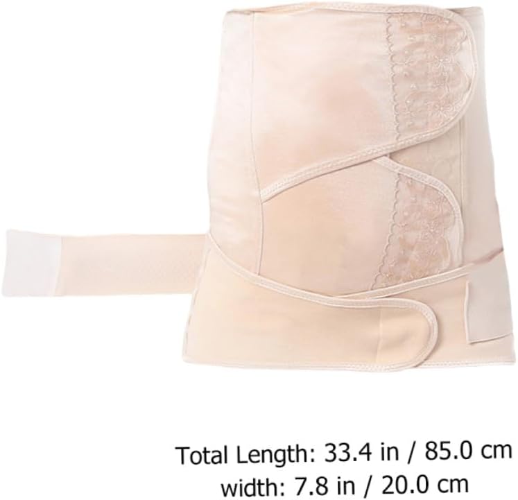 Beavorty Postpartum Support Belly Wrap and Pelvic Belt Lace Waist Trainer Elastic Abdominal for Women M Size Postnatal Body Shaping Beige