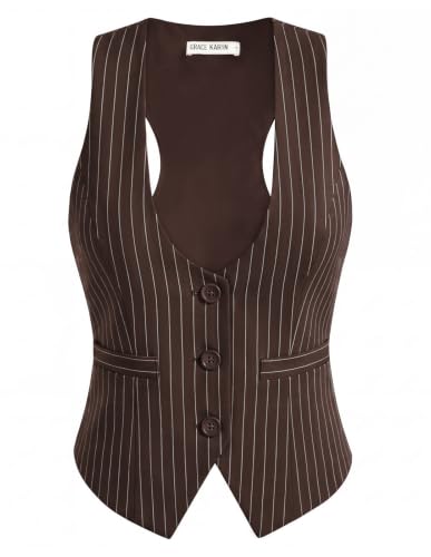 Image of GRACE KARIN Women's Suit Vest Top, Dressy Casual Sleeveless Button Waistcoat, Fromal Steampunk Blazer for Work Office