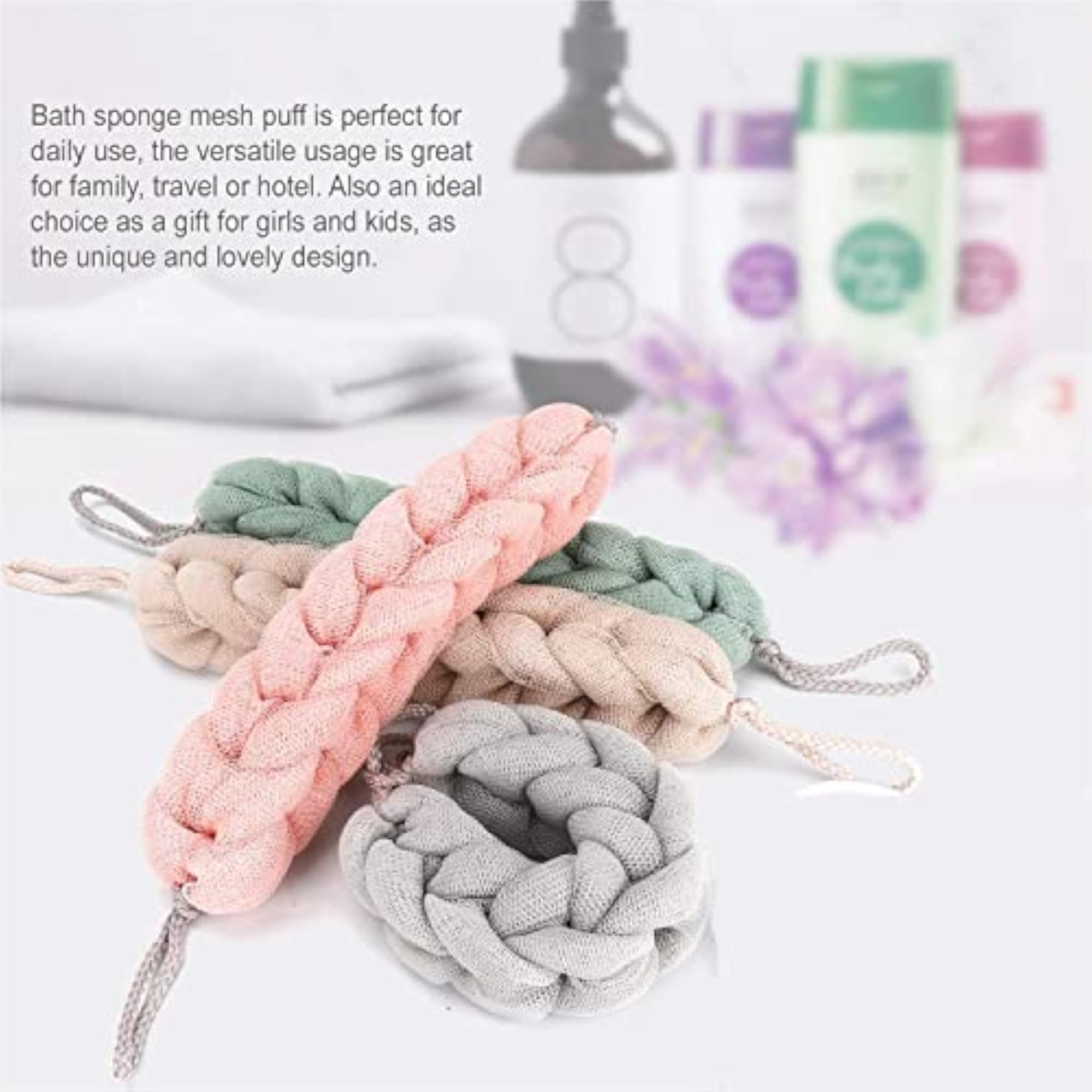 Bath Sponges Strap Stretch Exfoliate Body Loofah Scrubber