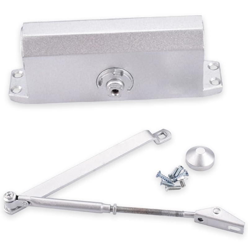 Fdit Automatyczny Zamek Drzwiowy z Regulowanym Hydraulicznym Tłumikiem | Aluminiowy Stop Odporny na Zużycie, Pogrubiona Sprężynowa Miedziana Zębatka, Automatyczne Zamykanie Zapobiegające