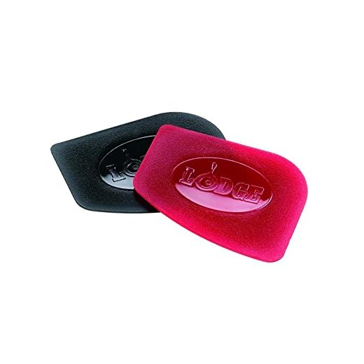 Lodge SCRAPERPK Set of 2 Durable Polycarbonate Pan Scrapers,Red and Black