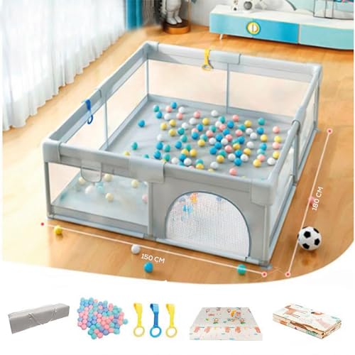 Review de Parque infantil xxl disponible en línea para comprar. 37 Corral para bebé Parque de Juegos Infantil con tapete de juegos y pelotas de plástico. Corral grande (gris claro 180x150 cm)