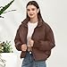 Women’s Winter Cropped Puffer Jacket Coat Casual Quilted Baggy Long Sleeve Zip Down Jackets Outerwear (US, Alpha, Medium, Regular, Regular, Coffee)
