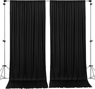 AK TRADING CO. 10 feet x 8 feet Polyester Backdrop Drapes Curtains Panels with Rod Pockets - Wedding Ceremony Party Home Window Decorations - Black (DRAPE-5X8-BLACK)