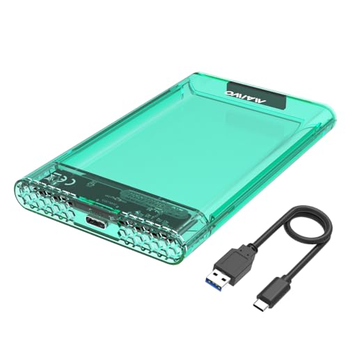 MAIWO External Hard Drive Enclosure for 7mm 9.5mm 2.5 inch SATA SSD/HDD, 5Gbps USB C to SATA Adapter Storage Case, 6TB Capacity (Green)