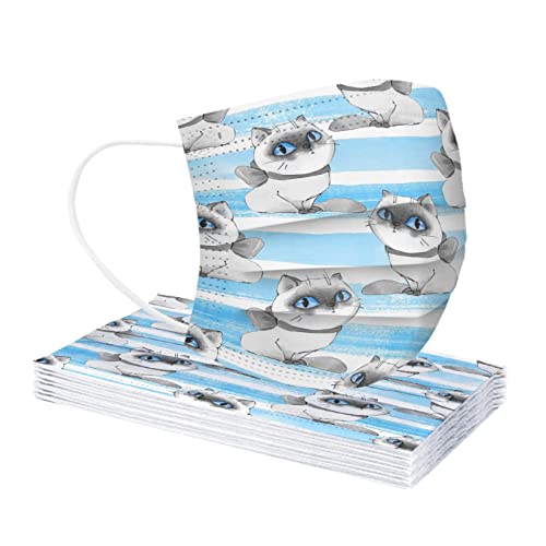 50Pc Adult Disposable Face Masks Cat Print Cute Animals Face Mask 3-Ply Protection Face Mask For Women Men (G) #TOP3