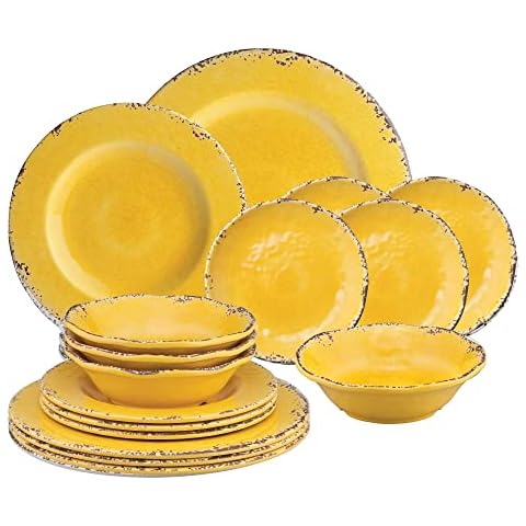 UPware 16-Piece Crackle Design Dinnerware Set Cover