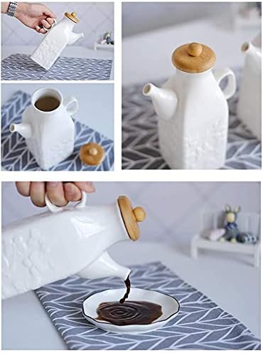 Olive Oil Bottle or Vinegar Bottle Drizzler White Butterfly Relief Ceramic Oil Dispenser Bottle Ceramic Soy Sauce Dispenser Bottle Olive Oil Soy Sauce Vinegar C