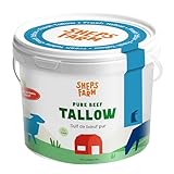 Beef Tallow for cooking - 4lb – Fresh January 2026 Batch -Double Filtered by Sheps Farm – Local Ontario Beef – Cooking Fat for Frying and Baking – Halal Certified – No Preservatives – Keto & Paleo Friendly