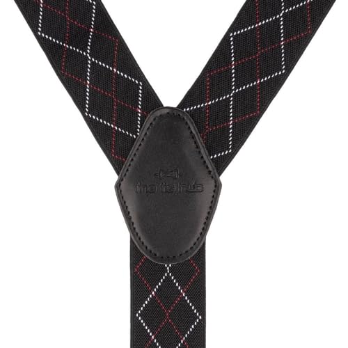 Image of The Tie Hub Suspenders for Men | Slim Clip-On Y-Back Elastic Braces | Adjustable 1.25 Inch | Formal Wedding Office