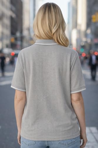 Image of Mack Jonney Women's Textured Polo T-Shirt | Half Sleeve Cotton Blend Top |Casual Collar Tee | Regular Fit-M7527
