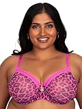 Curvy Couture Damen Sheer Unlined Underwire Plunge BH mit voller Abdeckung, Durchsichtig, pink Leopard, 90D