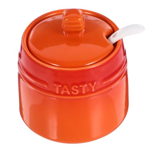 STOBAZA Salt Seasoning Jar Spoon Porcelain Condiment Bowl Set Colorful Lid Spice Storage Bottles for Kitchen